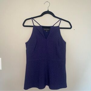 Banana Republic size 2 Navy blue pinstripe peplum tank with spaghetti strap.